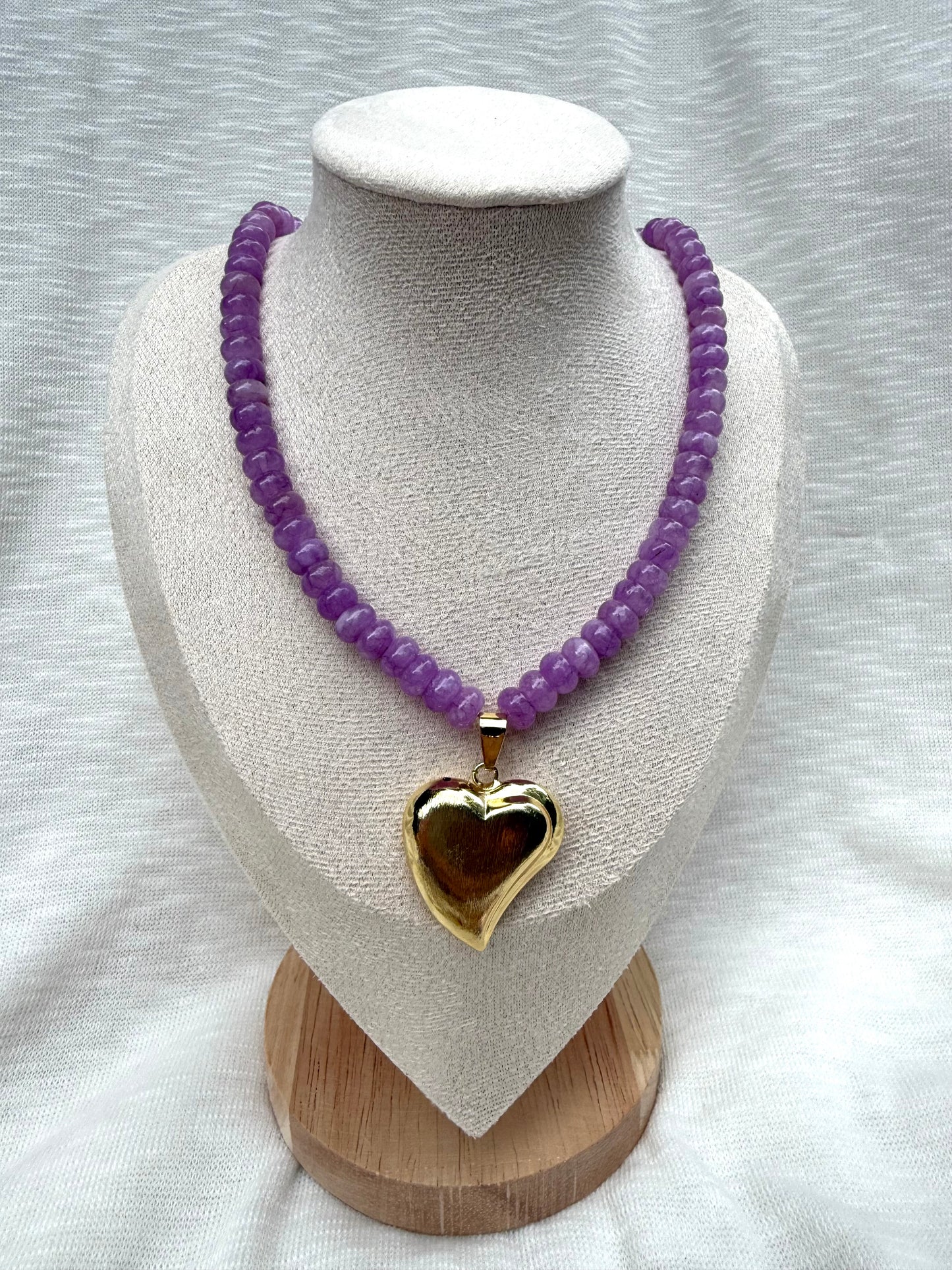 Purple Heart Beaded Necklace