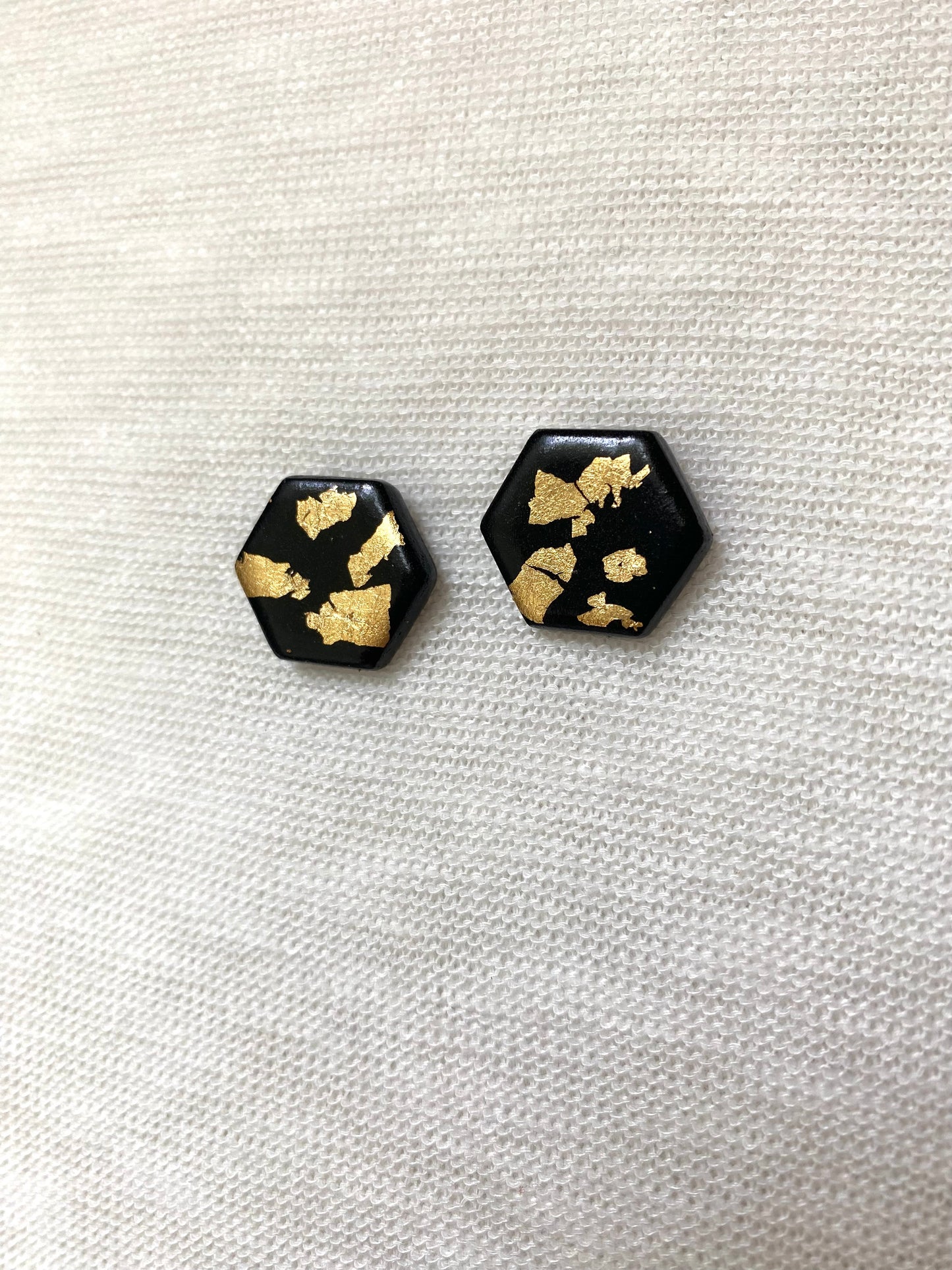 Black Hexagon Studs