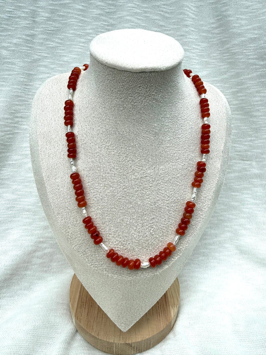 Red Pearl Beaded Necklace