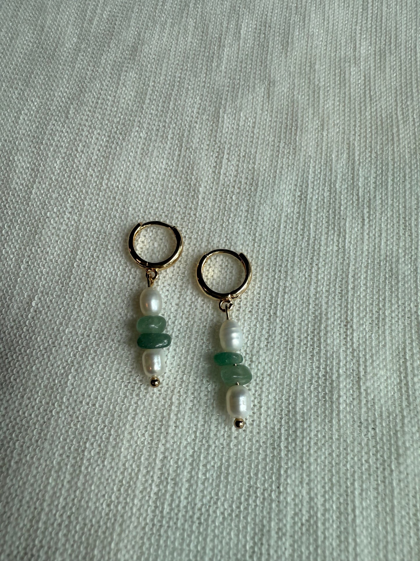 Green Pearl Gem Huggies