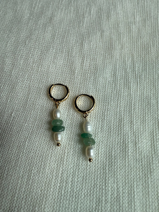 Green Pearl Gem Huggies