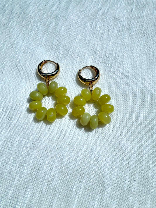 Green Beaded Huggies