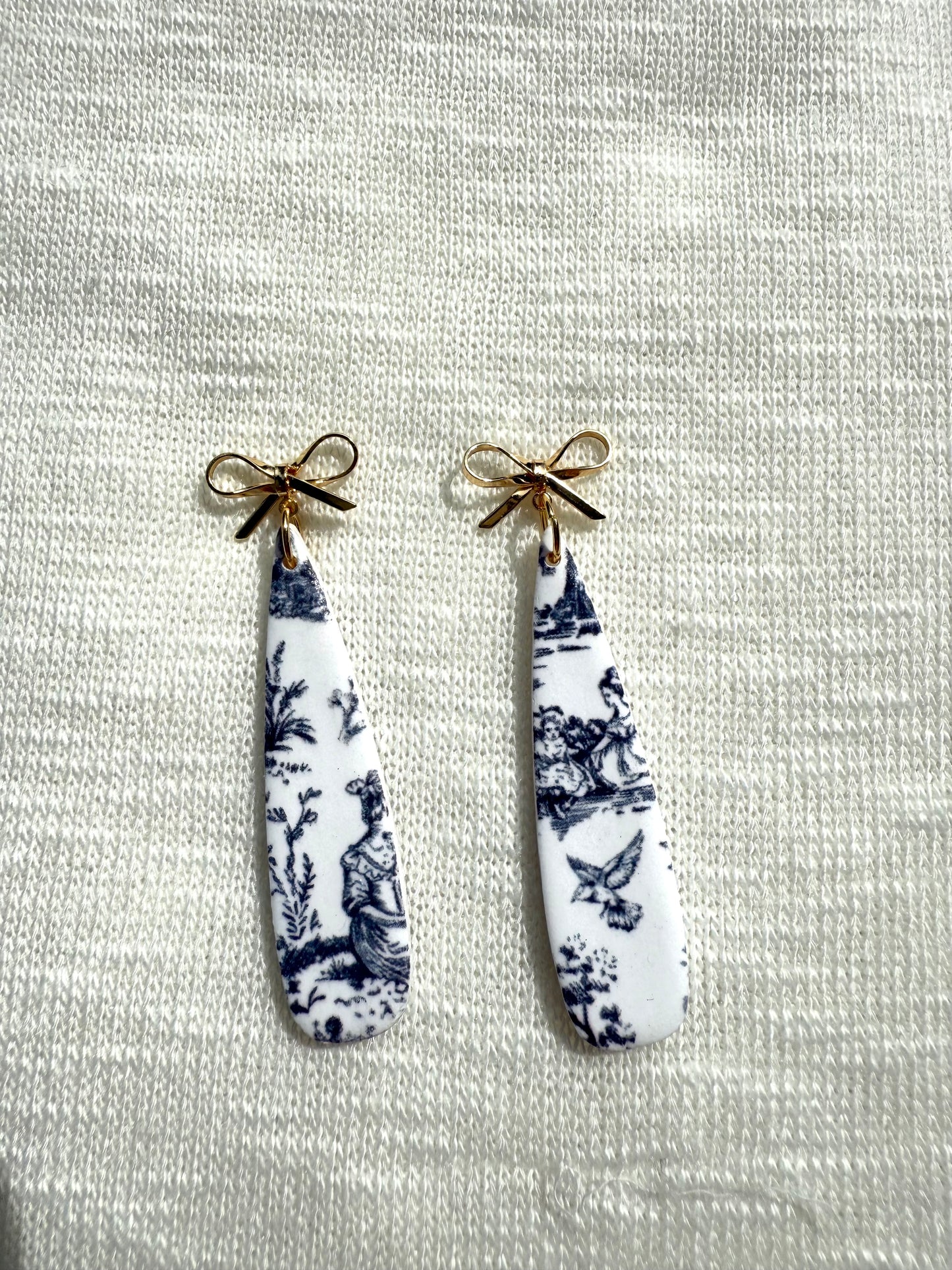 Blue Toile Dangles