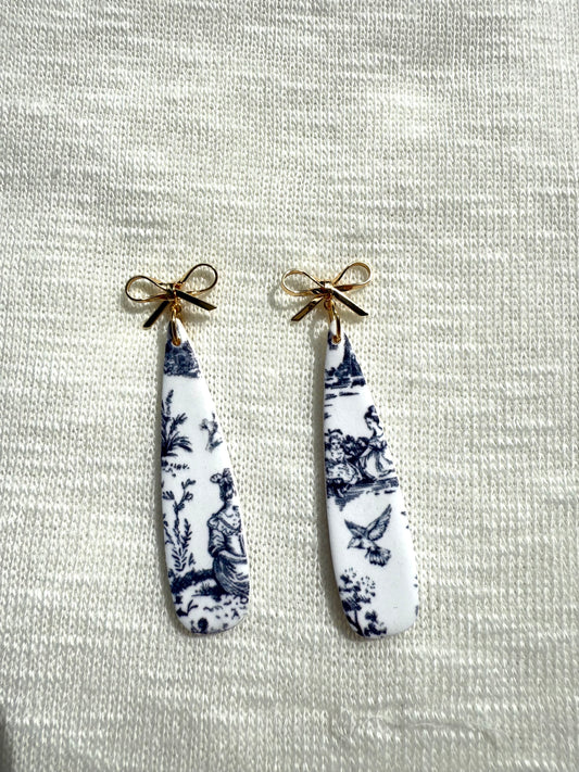 Blue Toile Dangles