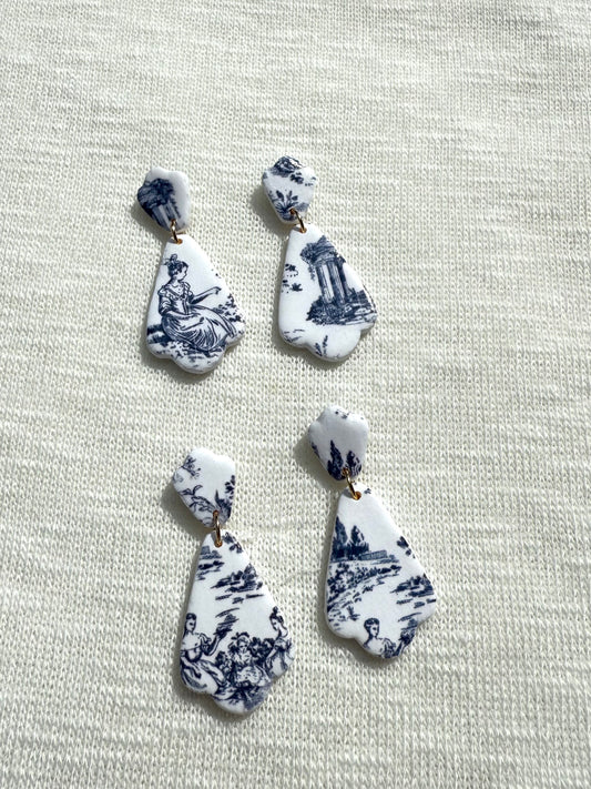 Blue Toile Earrings