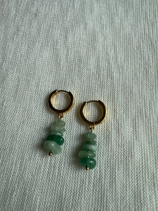 Green Gemstone Huggies