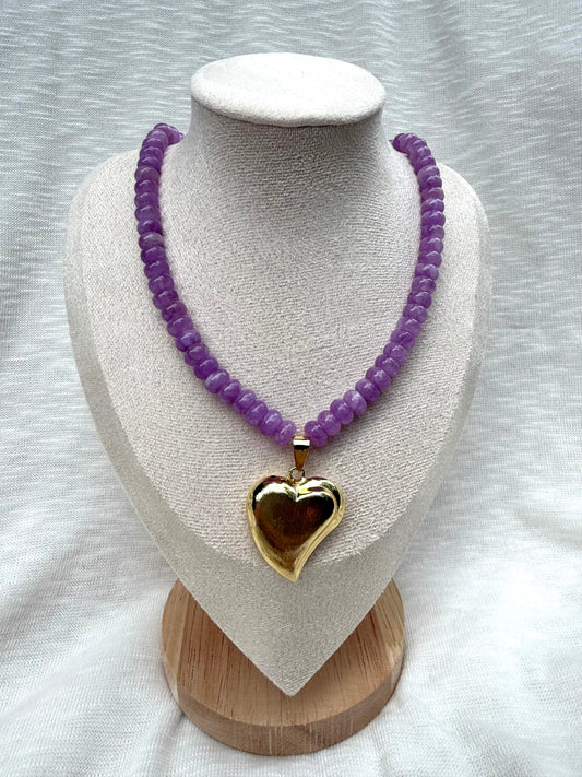 Purple Heart Beaded Necklace