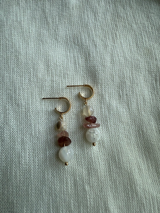 Pink and White Gem Huggies