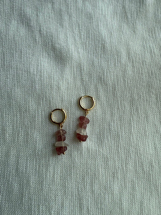 Pink Gemstone Huggies